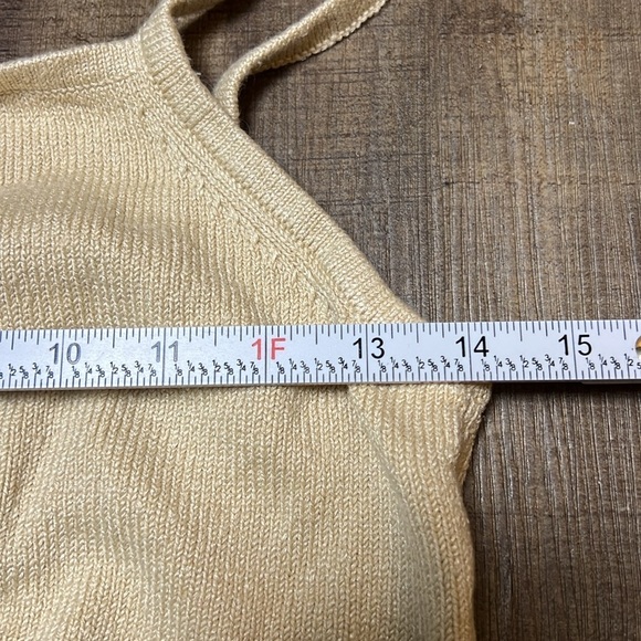 Joos Tricot Womens half-moon crop camisole Linen Sandstone Lg Summer knit casual - Picture 3 of 9